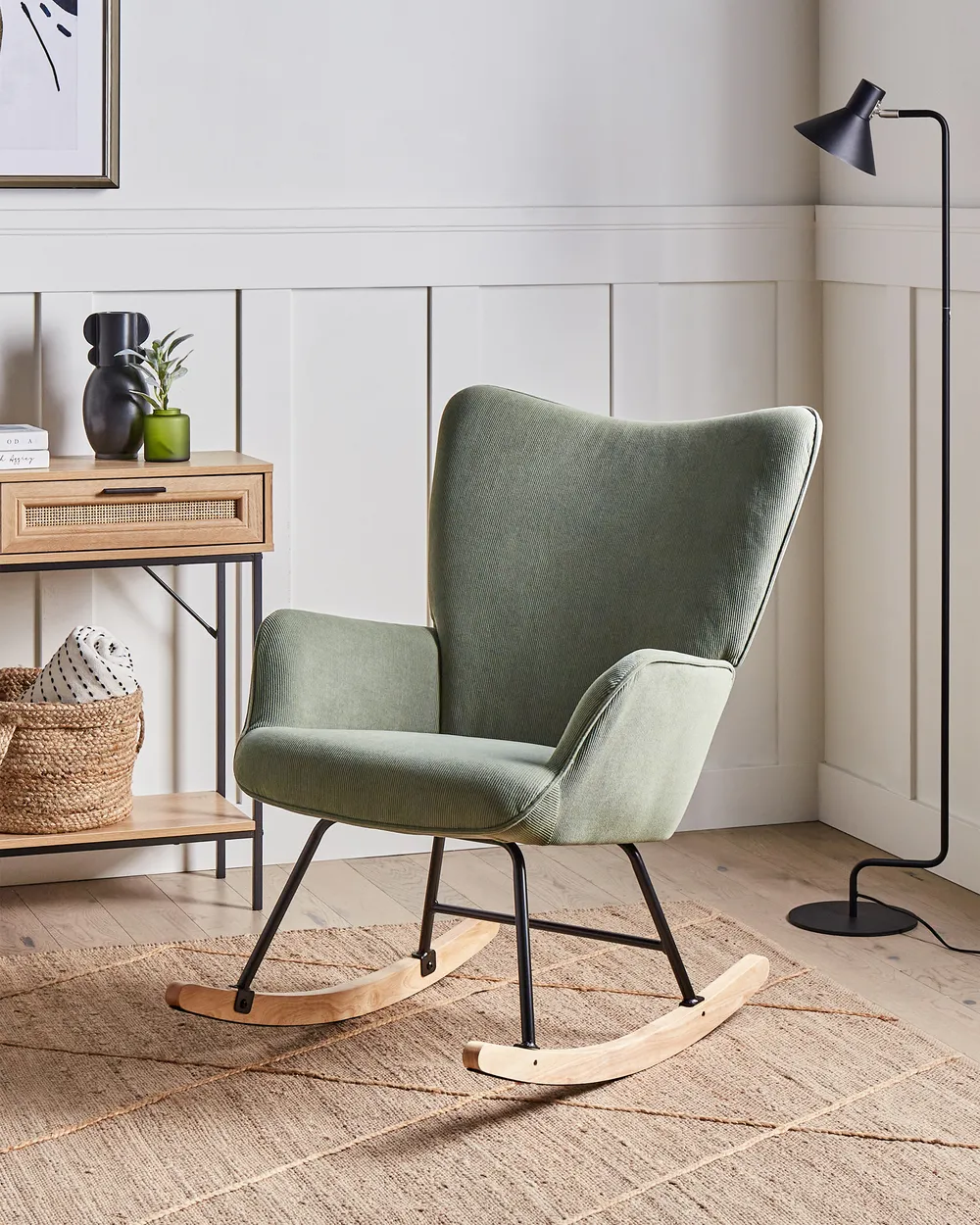 Rocking Chair ARSET Corduroy Dark Green