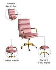 Chaise de bureau VAMURE Velours Rose_1071137