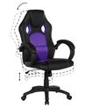 Silla de oficina reclinable de piel sintética negro/violeta FIGHTER_756150