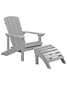Garden Chair ADIRONDACK with Footstool Light Grey