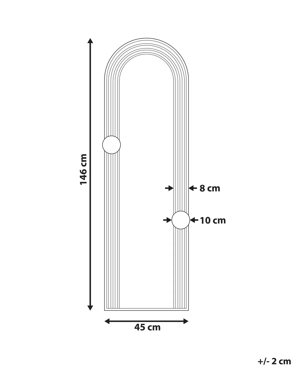 Wall Mirror AJAIN 45 cm 146 cm Metal Black_900659