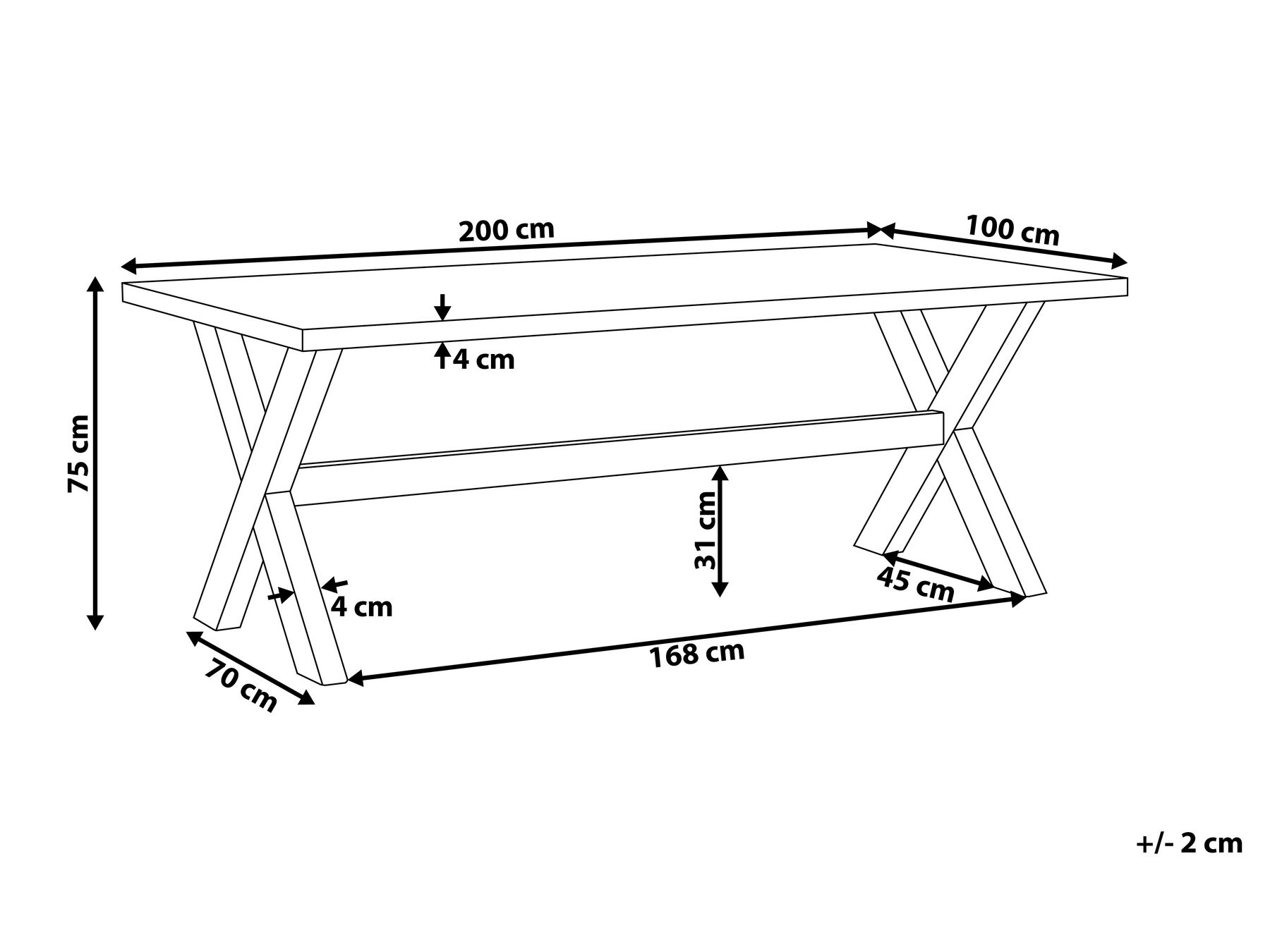 Garden Dining Table OLBIA 200 cm 100 cm Concrete White_809013