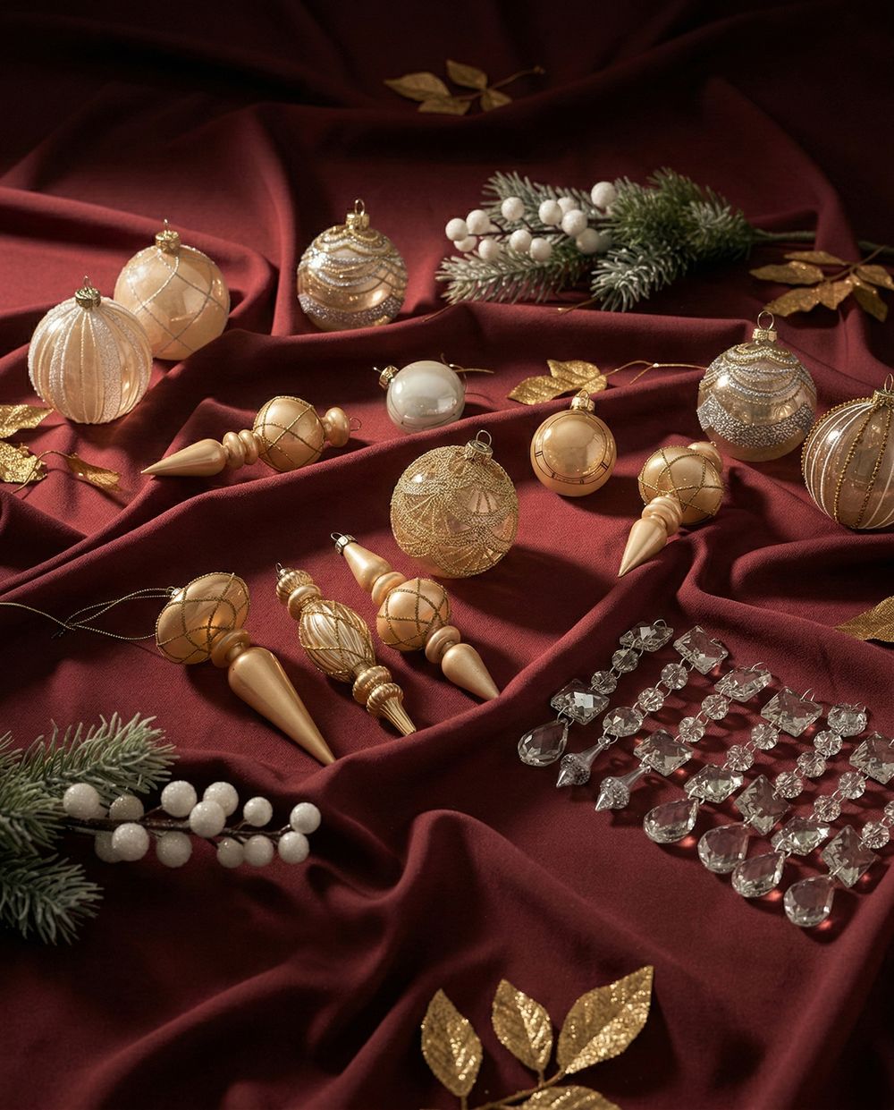 Sæt af 35 julekugler BLING Glas Guld