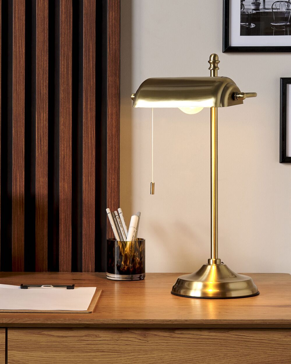 Metal Banker s Lamp Gold MARAVAL Beliani