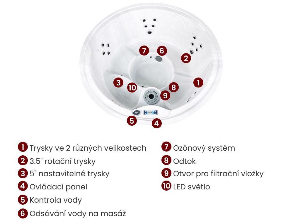 Venkovní vířivka s LED osvětlením MARFIL Hnědá_968322