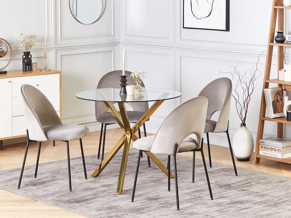 Matbord SAVONI Guld 90 cm 90 cm Härdat glas