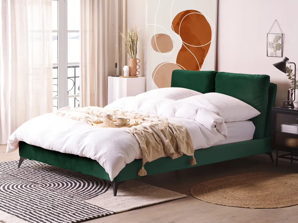 Bed Velvet MELLE 140 x 200 cm (EU Double) Emerald Green