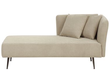 Right Hand Fabric Chaise Lounge Beige RIOM