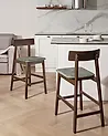 Set of 2 Bar Chairs ISANTI Wood Dark Brown/ Green