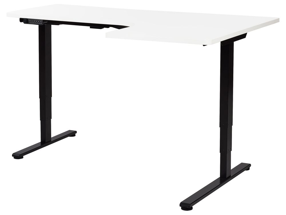 Electric Adjustable Corner Desk DESTINES 160 cm 109 cm White/ Black Right Hand