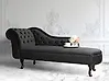 Left-Hand Chaise Longue NIMES Velvet Black