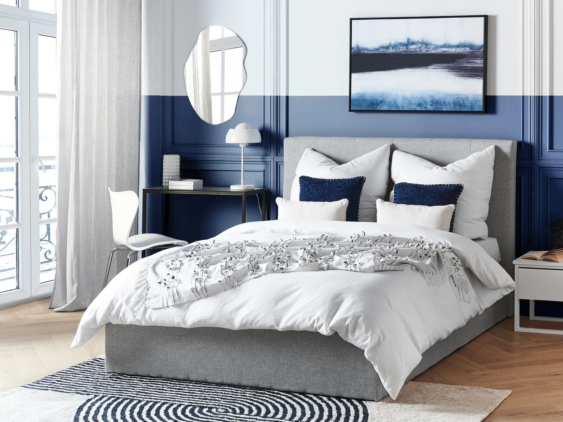 Ottoman Bed LORIENT Fabric Light Grey 140 x 200 cm (EU Double)_827043