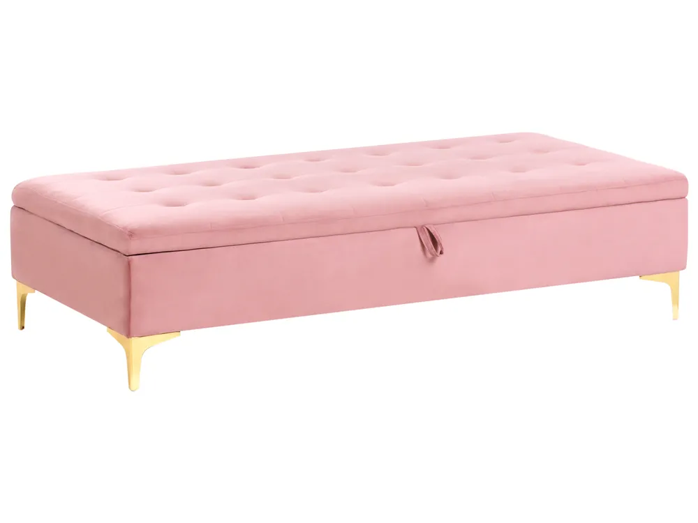 Puf med opbevaring ABERDEEN Velour Lyserød