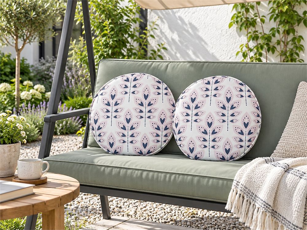 Set of 2 Outdoor Cushions TORRETTA Plant Pattern 40 x 40 cm Off-White