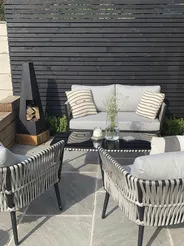 Set da giardino con tavolo 4 posti PREVEZA Rattan sintetico (PE) Grigio_810549