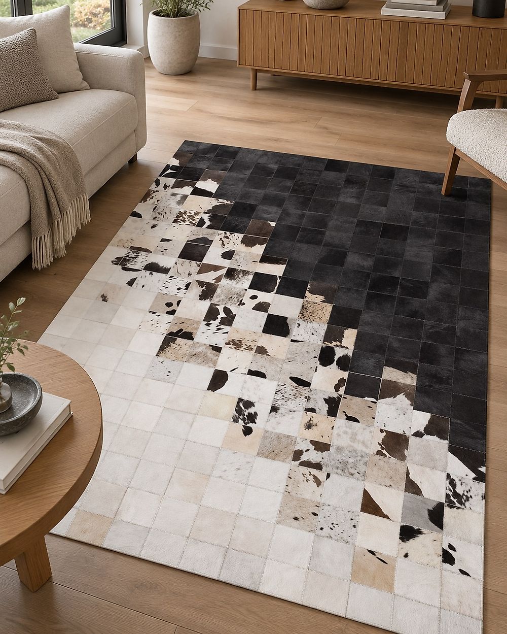 Covor KEMAH Negru 140 x 200 cm Piele naturală