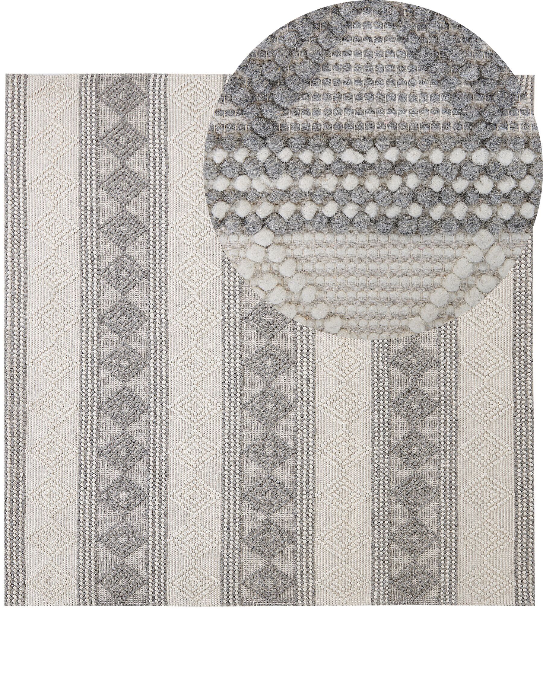 Wool Area Rug 200 x 200 cm Beige and Grey BOZOVA_830971