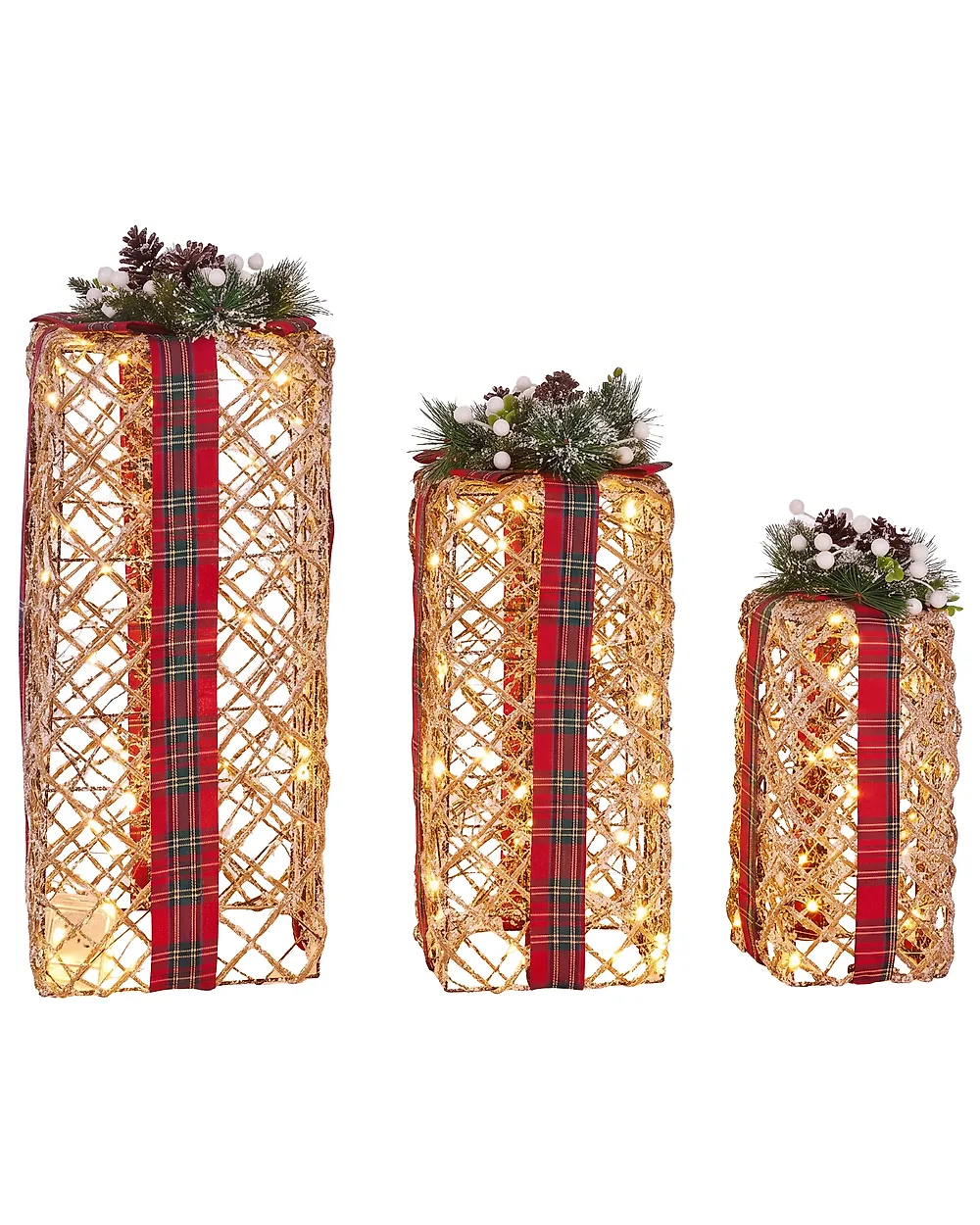 Set of 3 Christmas Decorations LED KAUSALA 65/55/45 cm Christmas Gifts Brown