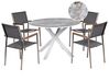 4 Seater Aluminium Garden Dining Set Marble Effect Top White and Grey MALETTO/GROSSETO _938260