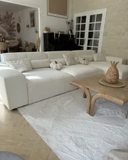 Left-Hand Chaise Longue HELLNAR Boucle Off-White_951738