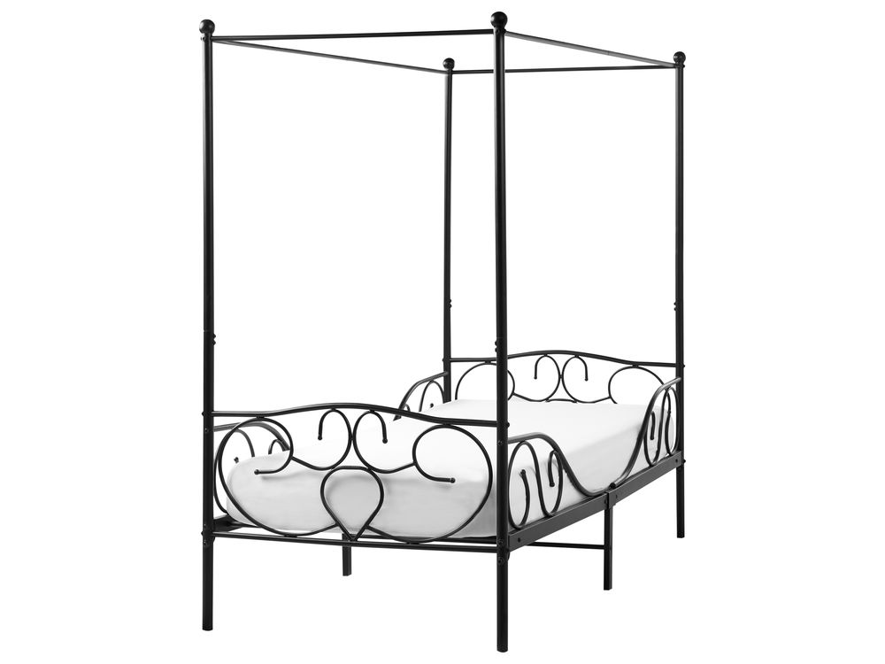 Baldachinos ágy Fém SORMERY 90 x 200 cm Fekete