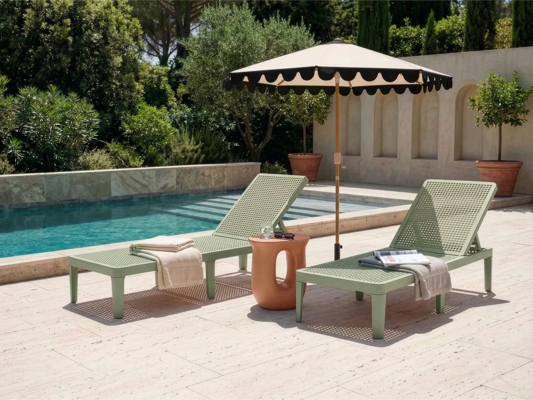 Sun Lounger OSSIMO Reclining Synthetic Material Light Green_1060110