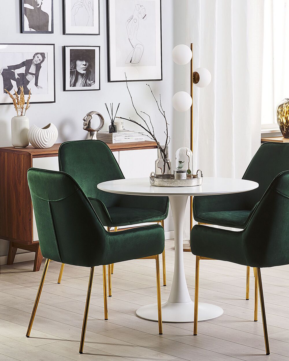 Set of 2 Dining Chairs LOVERNA Velvet Dark Green Beliani