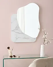 Lustro ścienne ARVERT 60 cm 80 cm Biały marmur_1184110