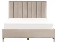 Bett mit Stauraum SEZANNE Samtstoff Taupe 160 x 200 cm_916829