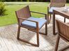 Zestaw ogrodowy stół i 8 krzeseł ciemne drewno z poduszkami niebieskimi SASSARI_921342