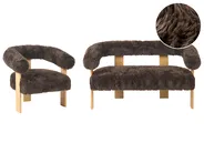 Living Room Set ILBRO Faux Fur Dark Brown/ Light Brown_1057590