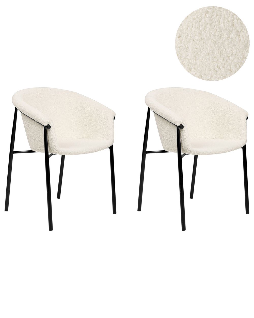 Lot de 2 chaises de salle à manger AMES Bouclé Blanc cassé