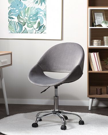 Velvet Armless Desk Chair Grey SELMA