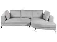 Corner Sofa 3 Seater YURI Faux Linen Grey Left Hand_1021553