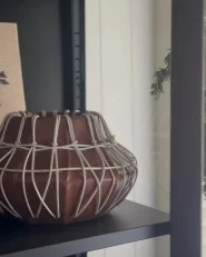 Wazon dekoracyjny KLUET 22 cm Ceramika Brązowy_975324