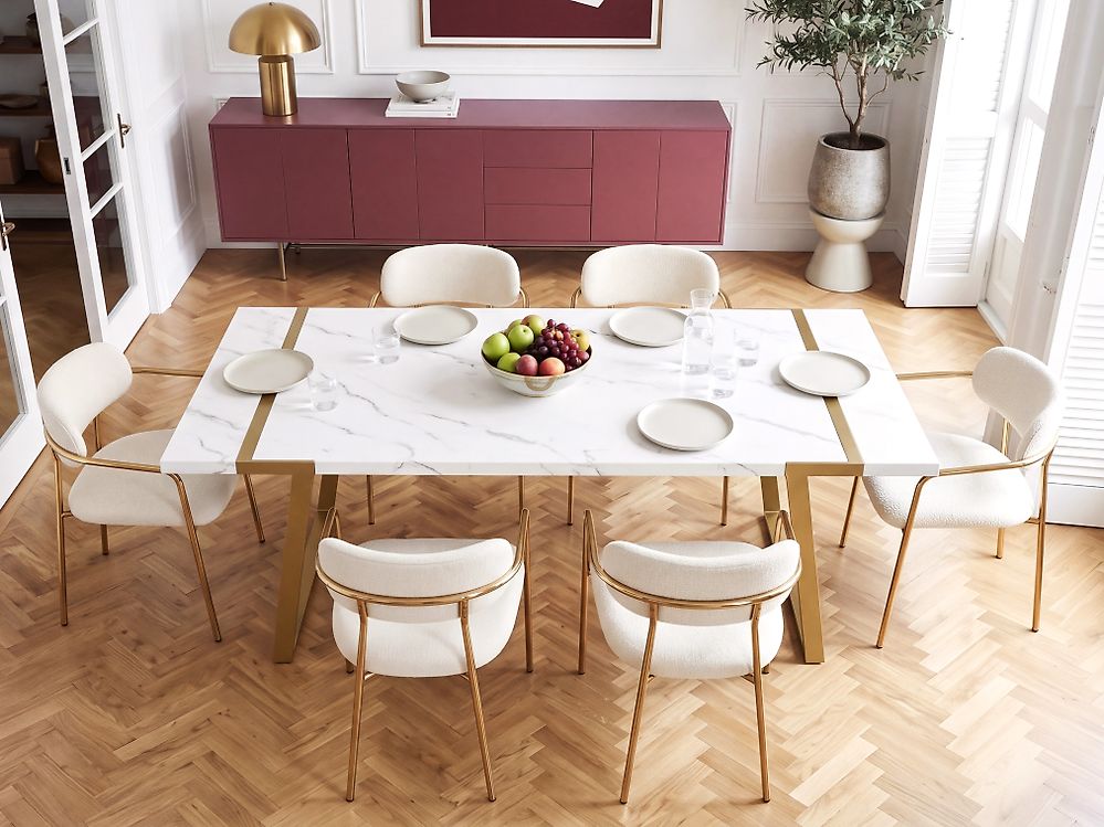 Matbord MARTYNIKA Vit marmor 200 cm 90 cm