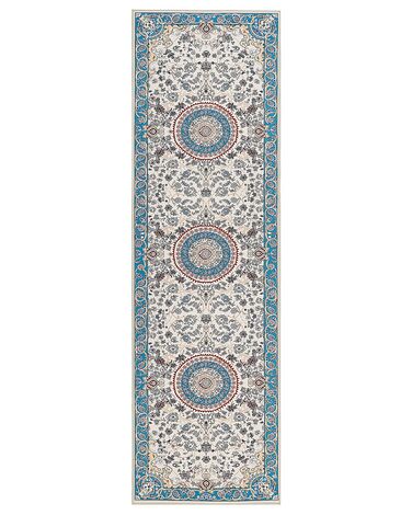 Vloerkleed polyester beige/blauw 60 x 200 cm GORDES