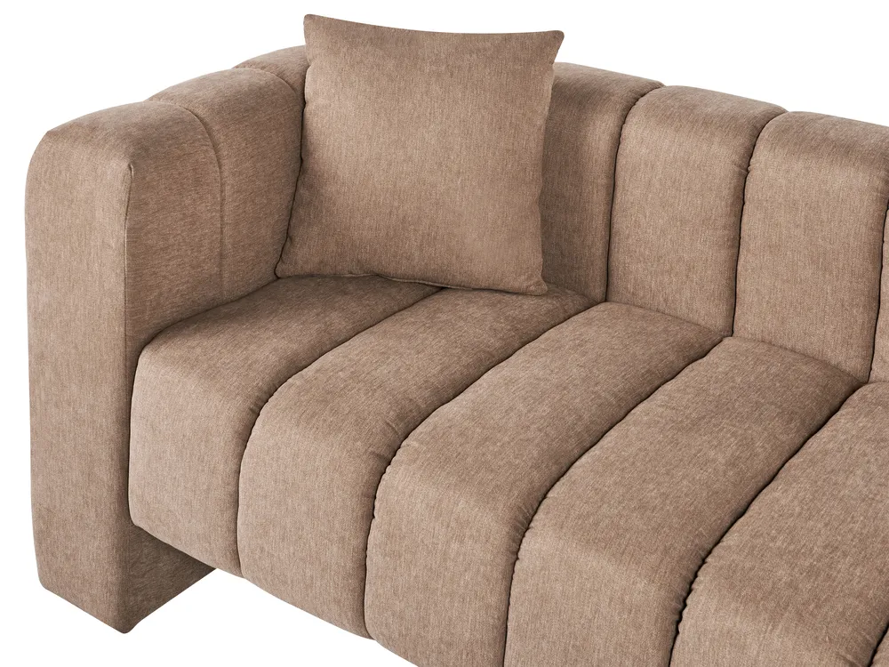 Left-Hand Chaise Longue LANNILS Fabric Light Brown_941976