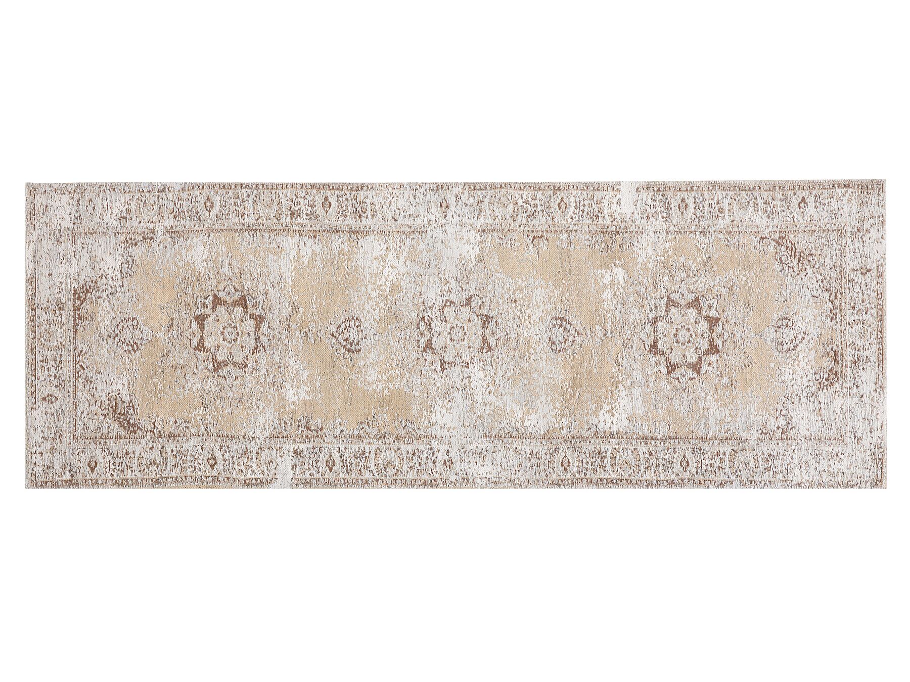 Teppich Baumwolle beige 60 x 180 cm orientalisches Muster Kurzflor ALMUS_747809