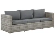 Garden Corner Sofa with Table 5 Seater SABBIA Modular PE Rattan Light Grey Left Hand_808986