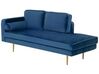 Left Hand Velvet Chaise Lounge Navy Blue MIRAMAS_739198