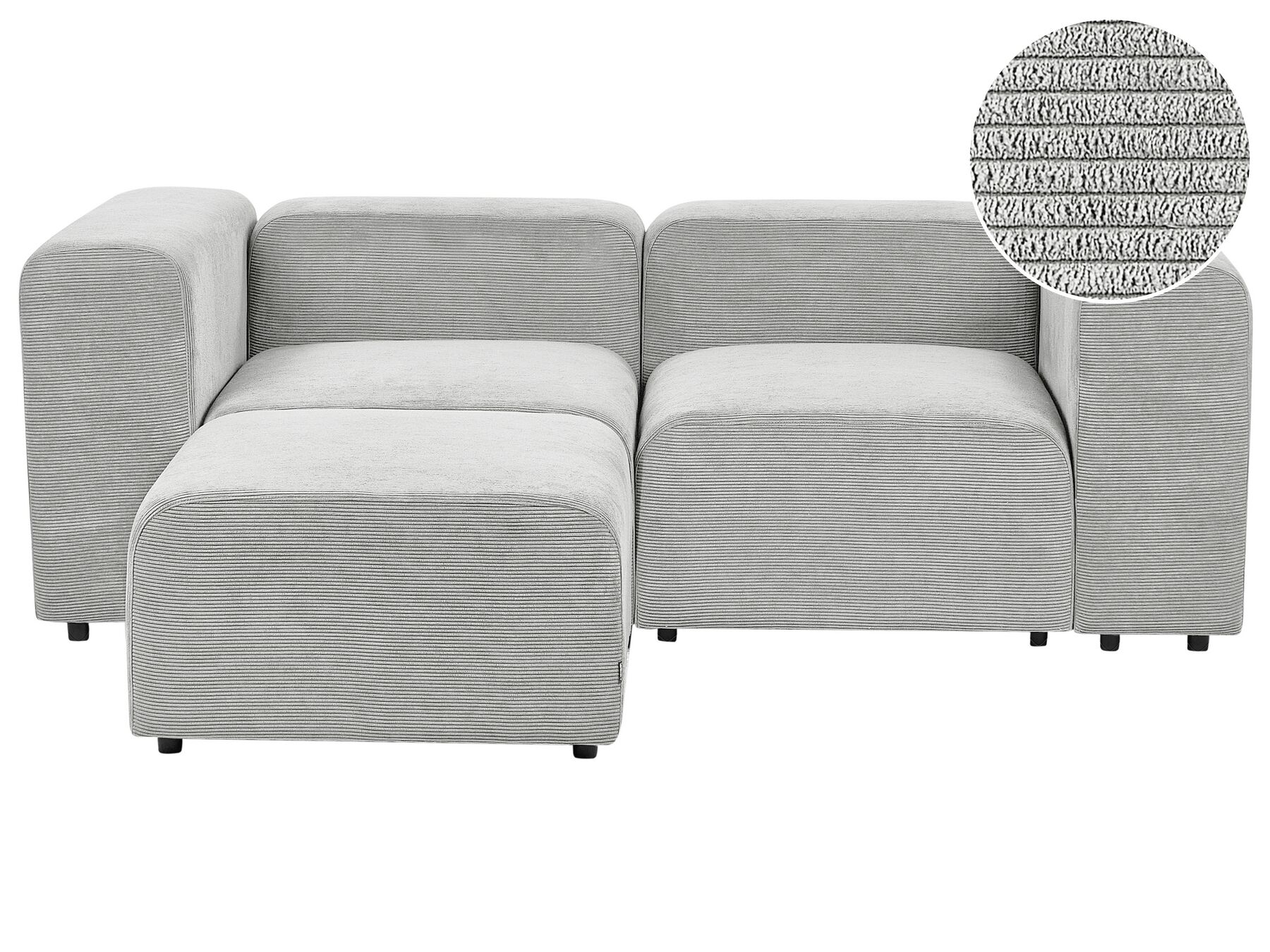 Soffa med fotpall modulär 2-sits manchester grå FALSTERBO_916191