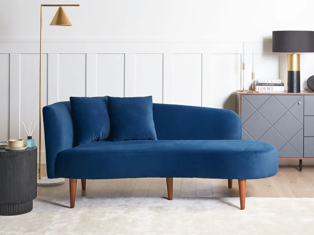 Linkszijdige chaise longue CHAUMONT Fluweel Marineblauw