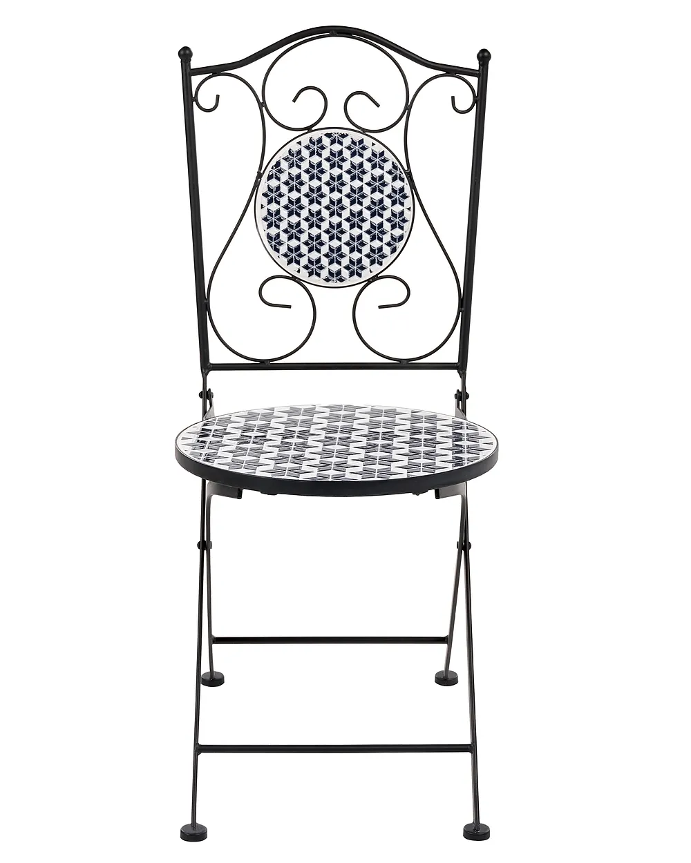 Set de 2 scaune de grădină SIROLO Pliabil Metal Alb/Albastru_1155652