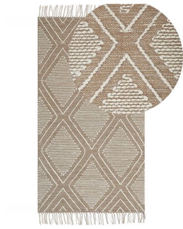 Cotton Area Rug 80 x 150 cm Beige and White KACEM
