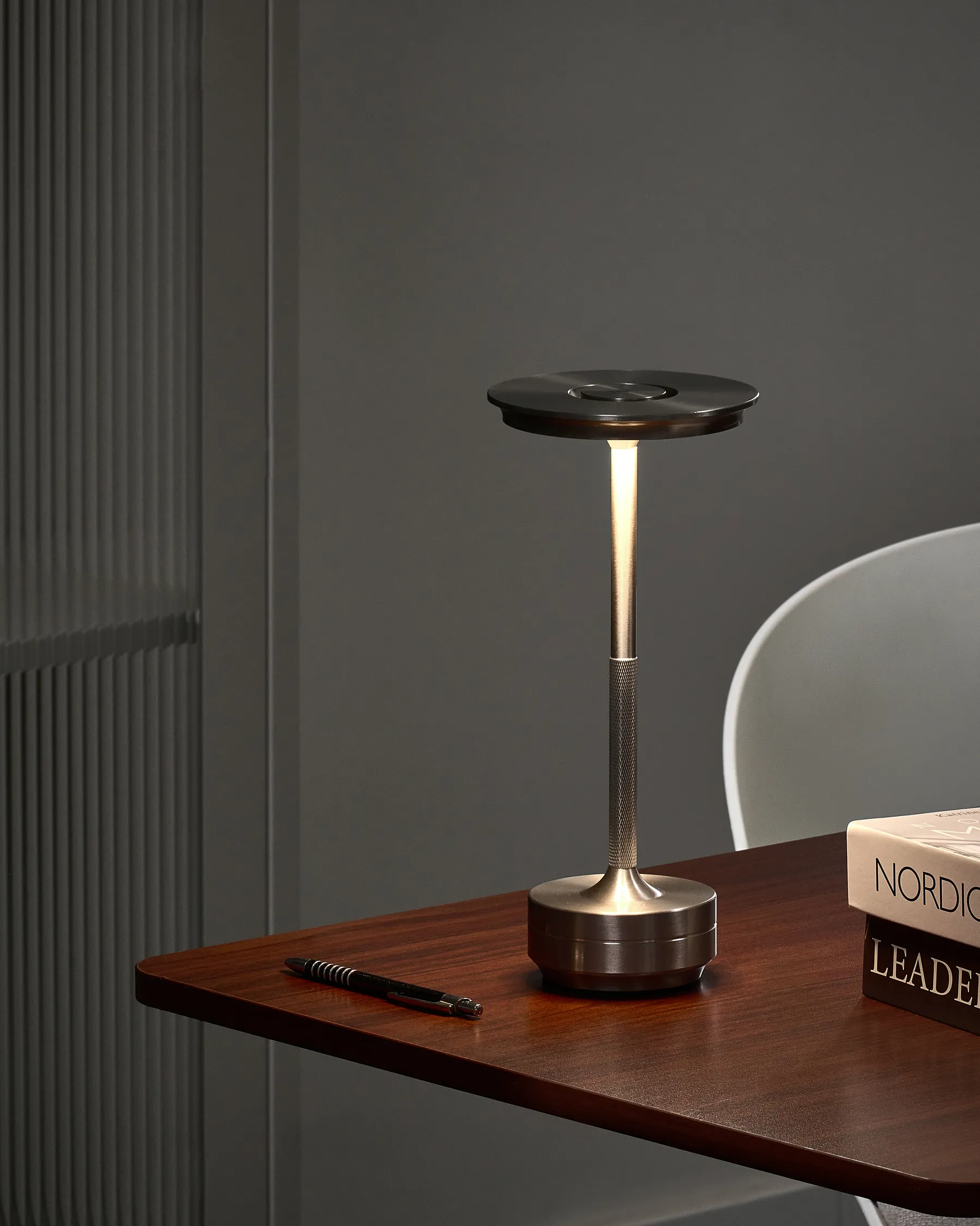 Wireless LED Table Lamp MAGO with Dimmer Metal Silver_1042062