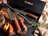 Set of 3 Knives Damascus Steel KASHIWA Brown