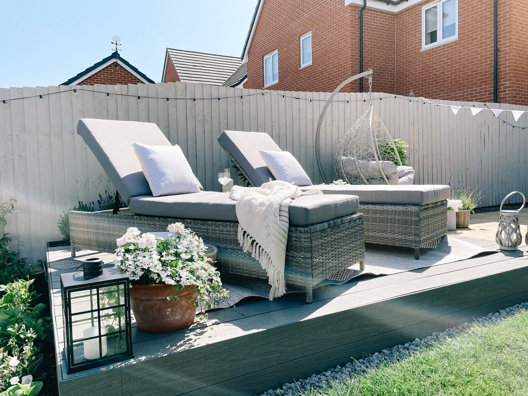 Leżak ogrodowy z technorattanu szary TURIN II_828330