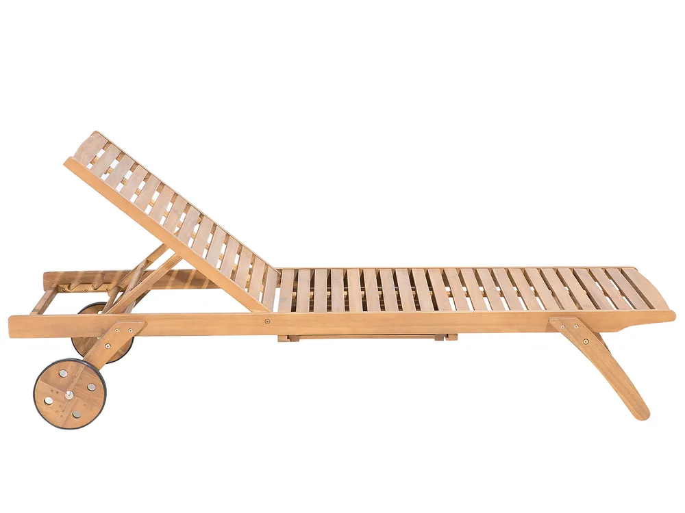 Sonnenliege mit Kissen CESANA PREMIUM mit Relaxfunktion Akazienholz Taupe_991015