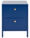 2 Drawer Steel Bedside Table Blue KYLEA_826247